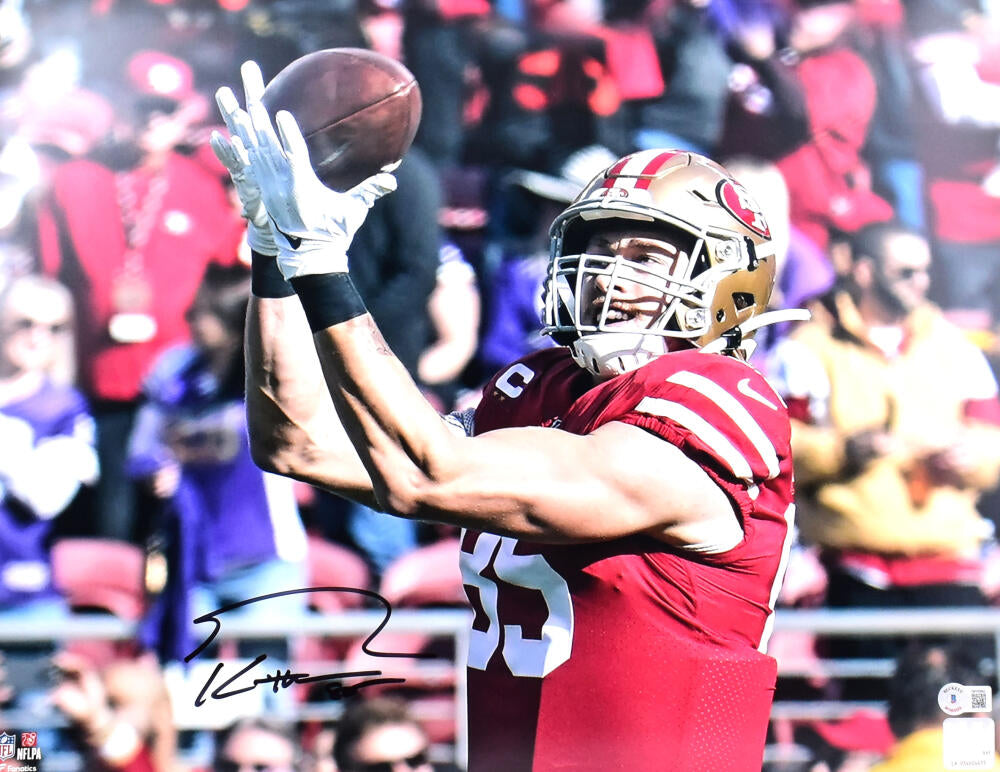 George Kittle Autographed San Francisco 49ers 16x20 Catch Photo- Beckett W Hologram *Black Image 1