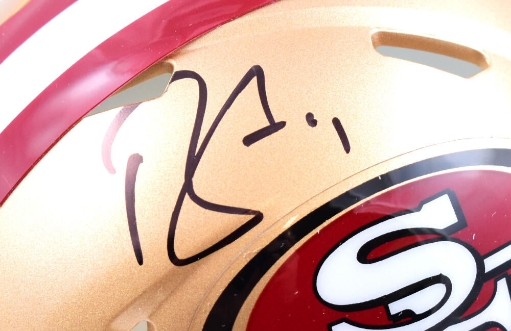 Brandon Aiyuk Autographed San Francisco 49ers Speed Mini Helmet- Beckett W Hologram *Black Image 2