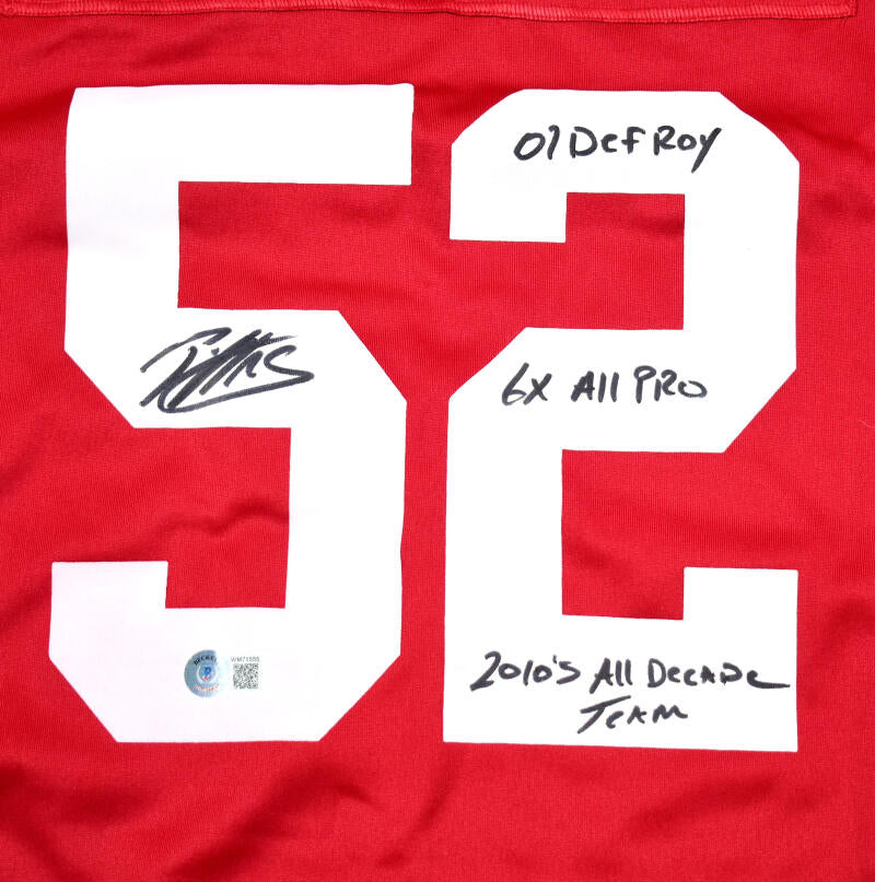 Patrick Willis Autographed 49ers Nike Retired Player Jersey w/ 3 Insc- Beckett W Hologram *Black #'S Bleeding Image 2