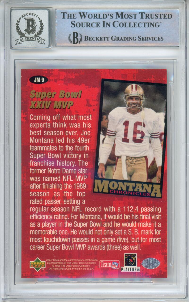 1995 Collector's Choice Joe Montana Chronicles #JM9 Joe Montana  Image 2