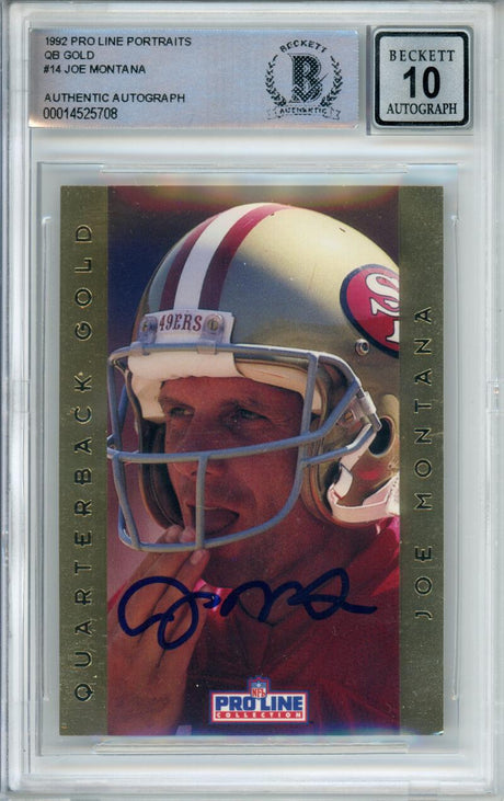 1992 Pro Line Portraits QB Gold #14 Joe Montana San Francisco 49ers BAS Autograph 10  Image 1