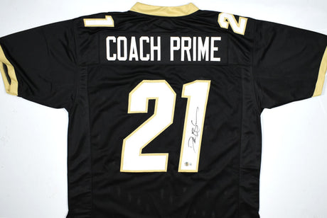 Deion Sanders Autographed Coach Prime Black College Style Jersey - Beckett W Hologram *Black Image 1