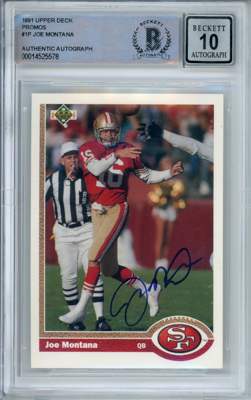 1991 Upper Deck Promos #1P Joe Montana Auto San Francisco 49ers BAS Autograph 10 Image 1