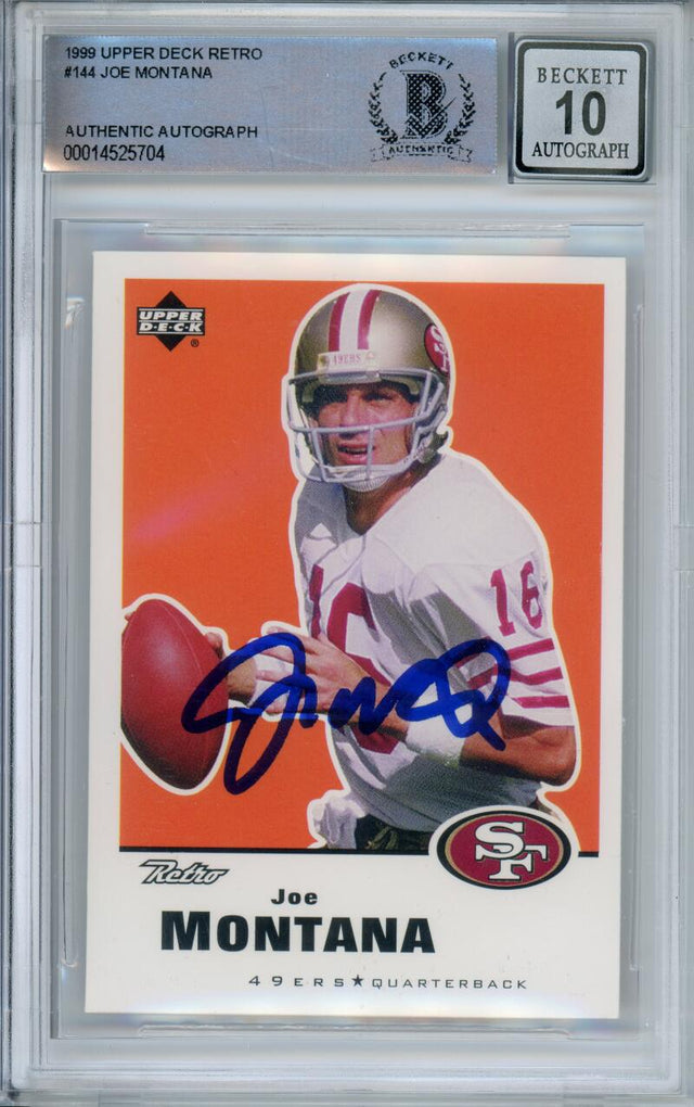 1999 Upper Deck Retro #144 Joe Montana Auto San Francisco 49ers BAS Autograph 10 Image 1