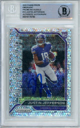 2020 Panini Prizm Emergent No Huddle #10 Justin Jefferson RC Minnesota Vikings BAS Autograph 10 Image 1