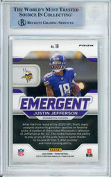 2020 Panini Prizm Emergent No Huddle #10 Justin Jefferson RC Minnesota Vikings BAS Autograph 10 Image 2