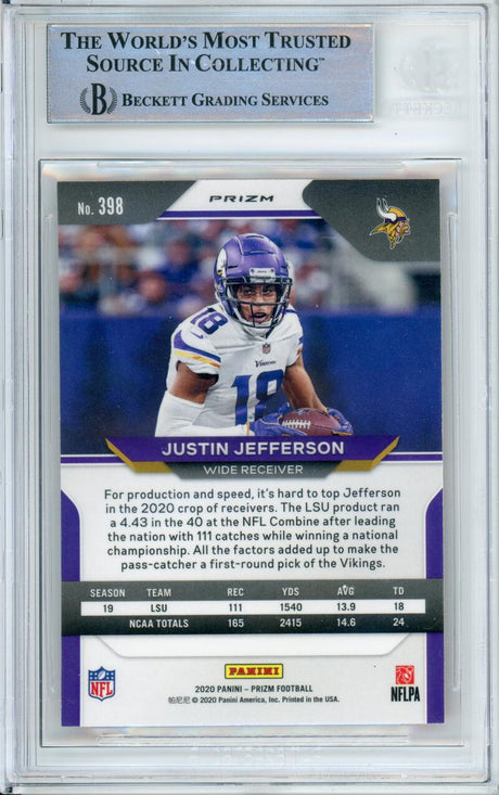 2020 Panini Orange Disco #398 Justin Jefferson RC Minnesota Vikings BAS Autograph 10 Image 2