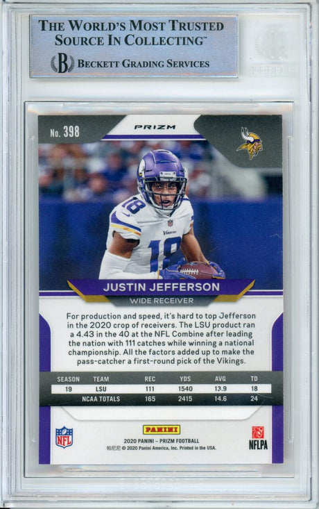 2020 Panini Orange Disco #398 Justin Jefferson RC Minnesota Vikings BAS Autograph 10 Image 2