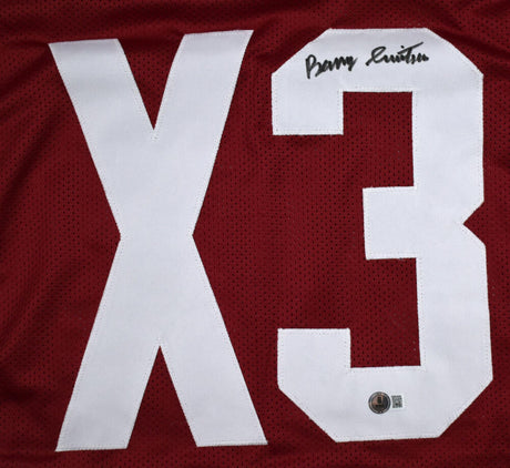 Barry Switzer Autographed Maroon College Style Stat Jersey - Beckett W Hologram *Black Image 2