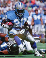 Barry Sanders Autographed Detroit Lions 16x20 Up Close Running Photo- Beckett W Hologram *Black Image 1