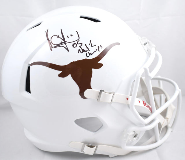 Vince Young Autographed Texas Longhorns F/S Speed Helmet w/Natl Champs- Beckett W Hologram *Black Image 1