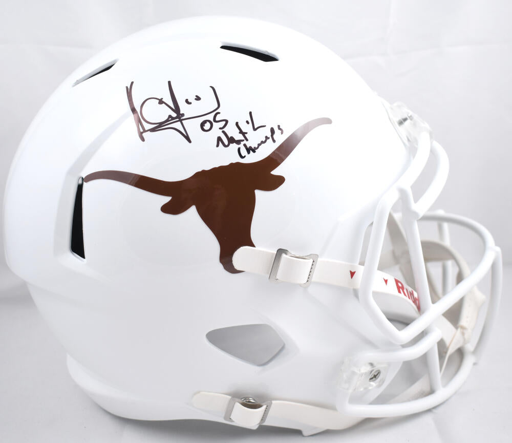 Vince Young Autographed Texas Longhorns F/S Speed Helmet w/Natl Champs- Beckett W Hologram *Black Image 1