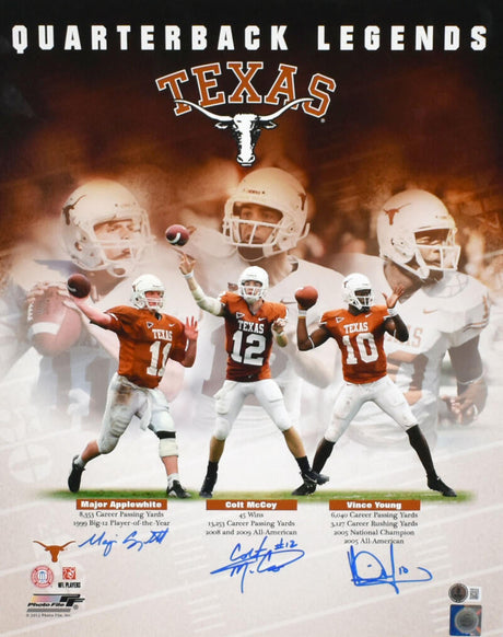 Vince Young Colt McCoy Major Applewhite Signed Longhorns 16x20 Photo- Beckett W Hologram *Blue Image 1