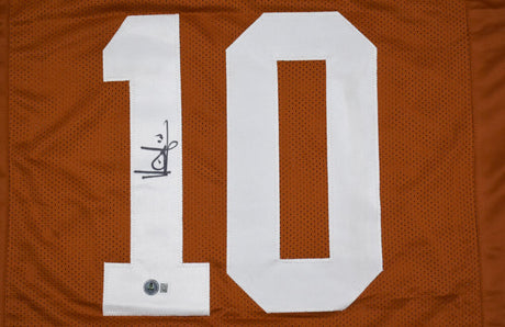 Vince Young Autographed Orange College Style STAT Jersey - Beckett W Hologram *Black Image 2