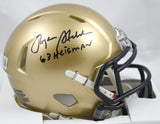 Roger Staubach Signed Navy Midshipmen Speed Mini Helmet w/ Heisman-Beckett W Hologram *Black Image 1