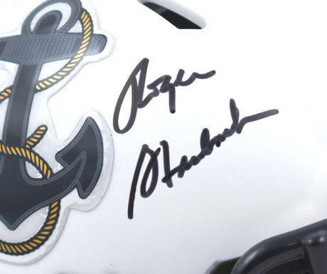 Roger Staubach Autographed Navy Midshipmen Speed Mini Helmet - Beckett W Hologram *Black Image 2