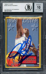 Dennis Rodman Autographed 1996-97 Fleer Card #296 Chicago Bulls Auto Grade Gem Mint 10 Beckett BAS #13018197