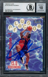 Dennis Rodman Autographed 1998-99 Fleer Tradition Card #139 Chicago Bulls Auto Grade Gem Mint 10 Beckett BAS #13018205