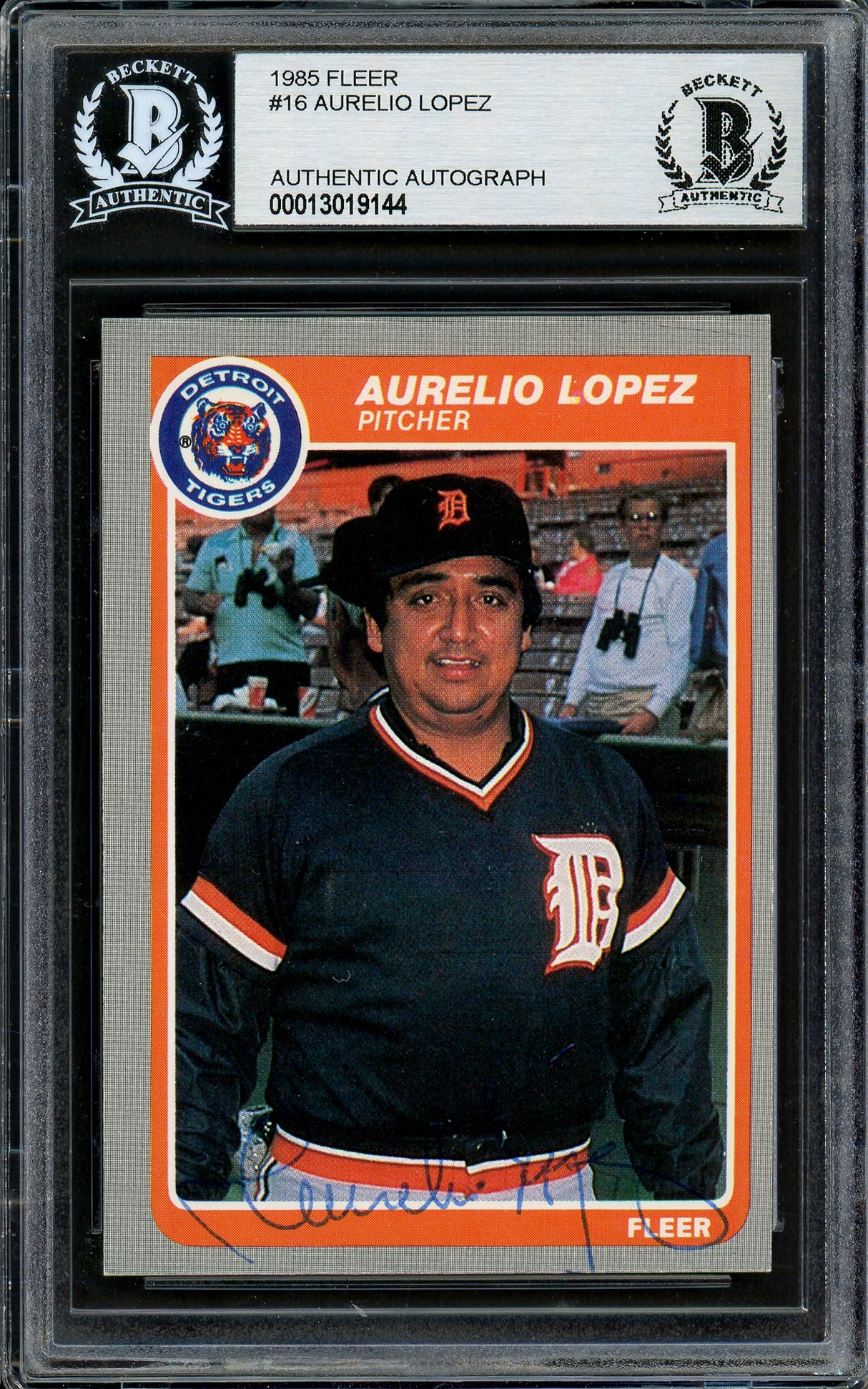 Aurelio Lopez Autographed 1985 Fleer Card #16 Detroit Tigers Beckett BAS #13019144