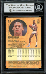 Dennis Rodman Autographed 1991-92 Fleer Card #63 Detroit Pistons Beckett BAS Stock #195015