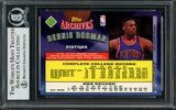 Dennis Rodman Autographed 1992-93 Topps Archives Card #86 Detroit Pistons Beckett BAS #13020707