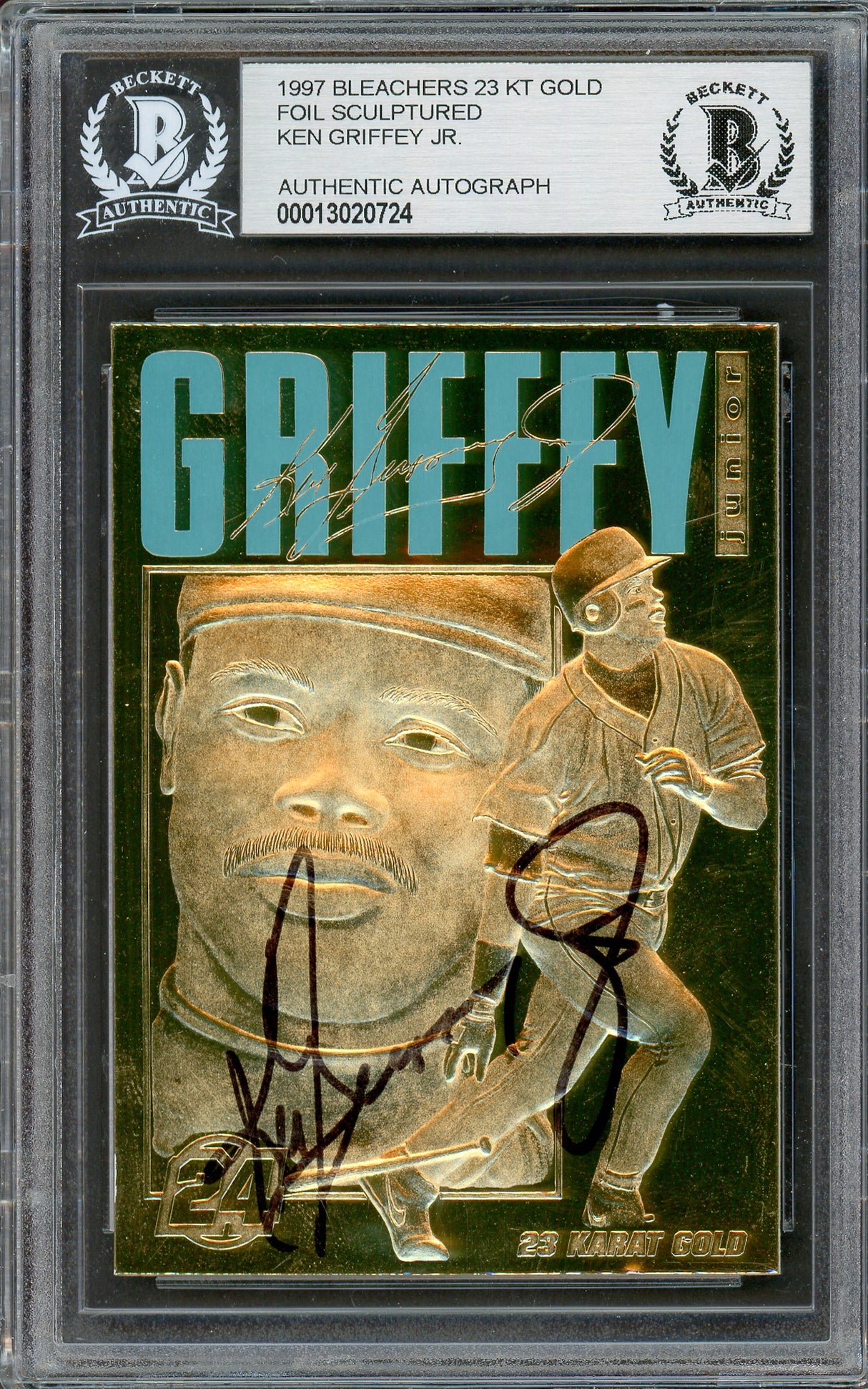 Ken Griffey Jr. Autographed 1997 Bleachers 23 KT Gold Card Seattle Mariners Beckett BAS #13020724