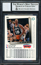 Dennis Rodman Autographed 1993-94 Upper Deck Card #396 San Antonio Spurs Auto Grade 10 Beckett BAS #12518892