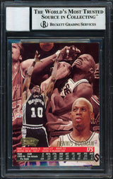 Dennis Rodman Autographed 1994-95 Fleer Ultra Card #175 San Antonio Spurs Auto Grade 10 Beckett BAS #12518899