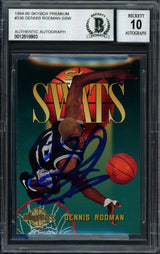 Dennis Rodman Autographed 1994-95 Skybox Card #336 San Antonio Spurs Auto Grade 10 Beckett BAS #12518903