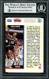 Dennis Rodman Autographed 1993-94 Upper Deck Card #421 San Antonio Spurs Beckett BAS #12516932