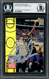 Dennis Rodman Autographed 1993-94 Upper Deck Card #421 San Antonio Spurs Beckett BAS #12516932