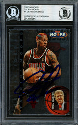 Dennis Rodman Autographed 1997-98 Hoops Talkin' Hoops Card #4 Chicago Bulls Beckett BAS #12517094