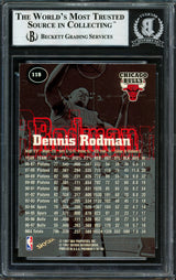 Dennis Rodman Autographed 1997-98 Skybox Premium Card #119 Chicago Bulls Signed In Blue Beckett BAS #12517182