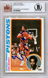 Eric Money Autographed 1978 Topps Card #104 Detroit Pistons Beckett BAS #10009080