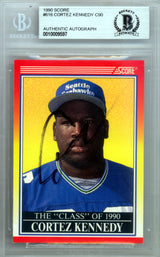 Cortez Kennedy Autographed 1990 Score Rookie Card #616 Seattle Seahawks Beckett BAS #10009597