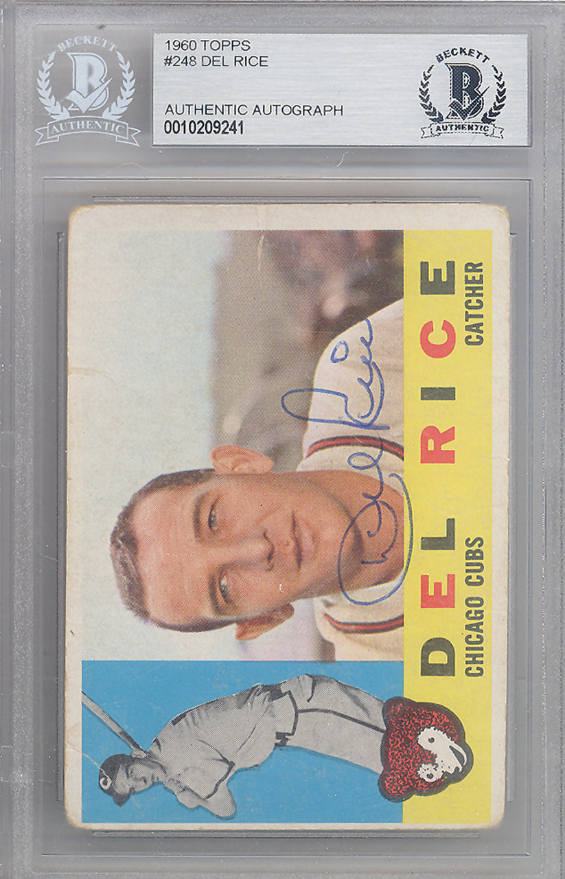 Del Rice Autographed 1960 Topps Card #248 Chicago Cubs Beckett BAS #10209241