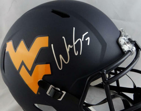 Will Grier Autographed West Virginia Full Size Speed Helmet- JSA W Auth *Silver