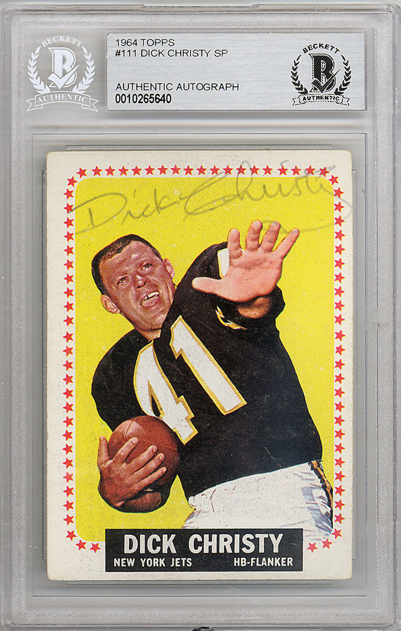 Dick Christy Autographed 1964 Topps Card #111 New York Jets Beckett BAS #10265640