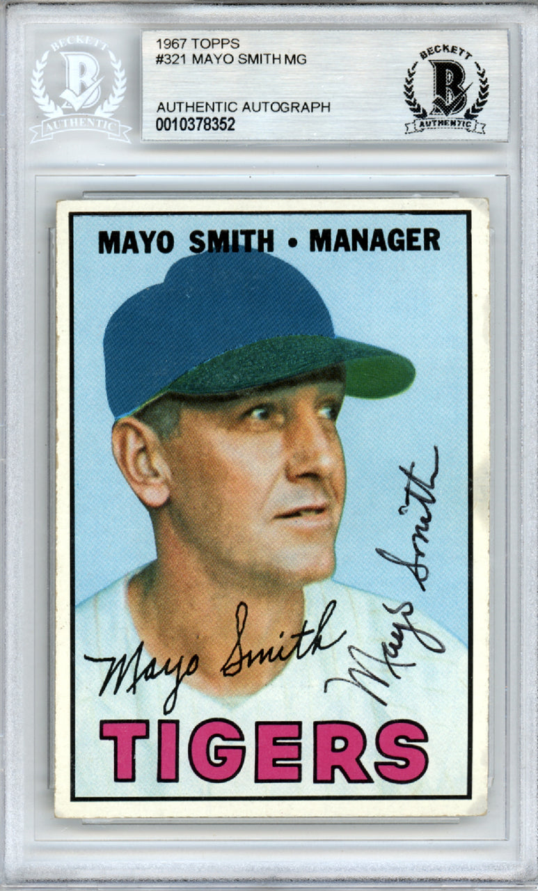 Mayo Smith Autographed 1967 Topps Card #321 Detroit Tigers Beckett BAS #10378352