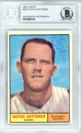 Dutch Dotterer Autographed 1961 Topps Card #332 Washington Senators Beckett BAS #10540142