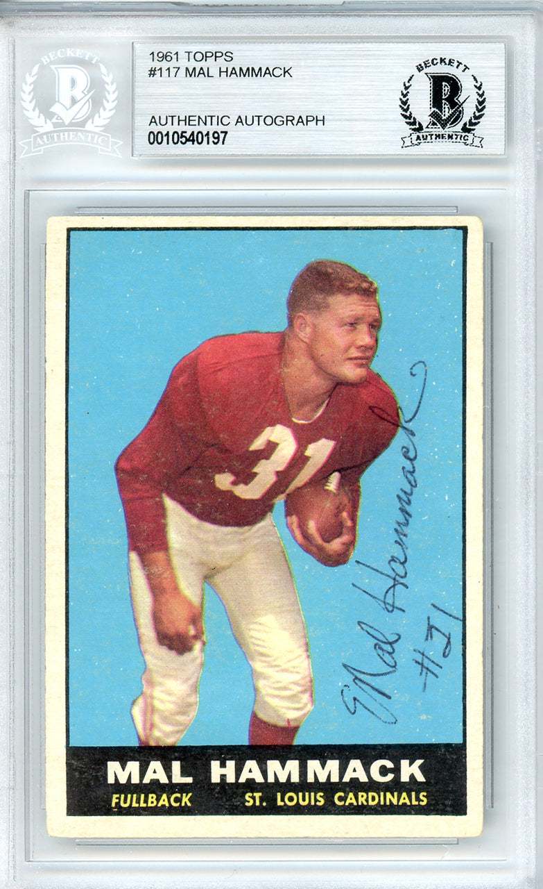 Mal Hammack Autographed 1961 Topps Card #117 St. Louis Cardinals Beckett BAS #10540197