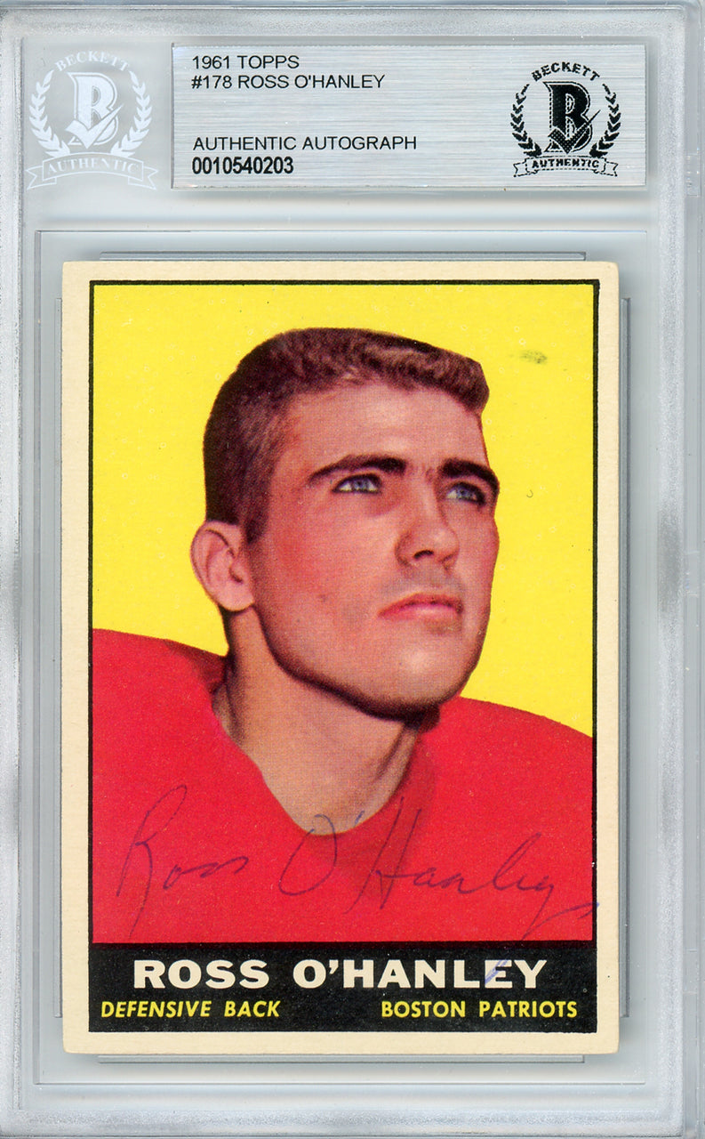 Ross O'Hanley Autographed 1961 Topps Card #178 Boston Patriots Beckett BAS #10540203