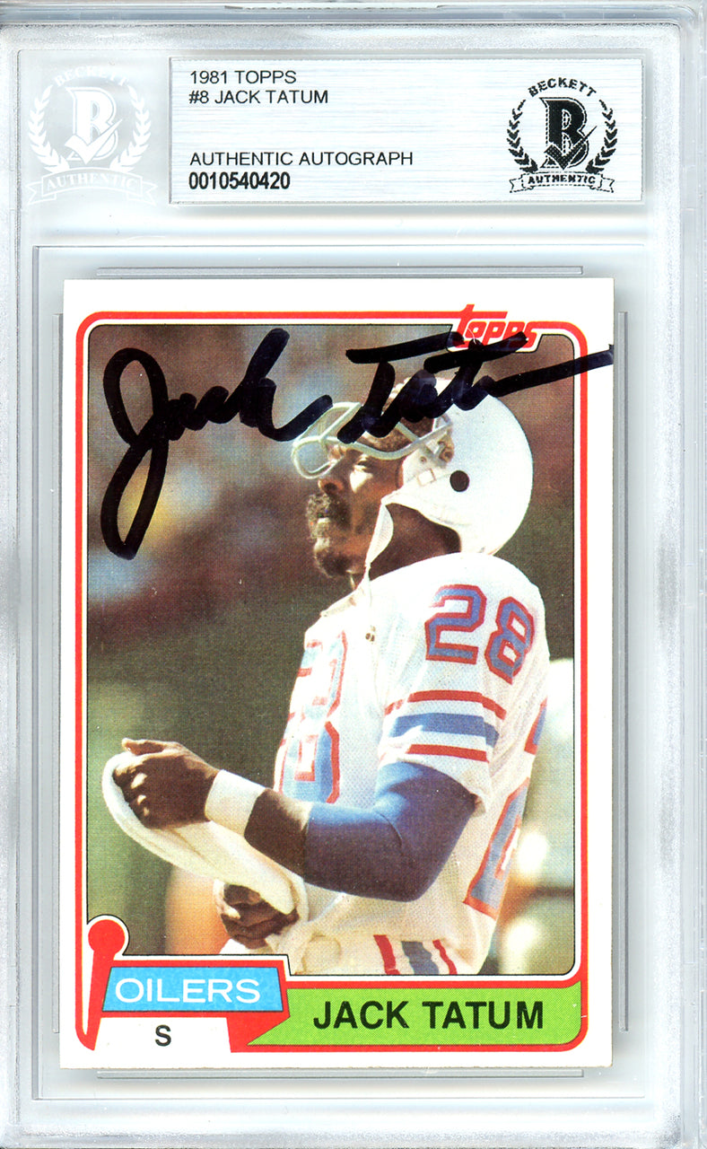 Jack Tatum Autographed 1981 Topps Card #8 Houston Oilers Beckett BAS #10540420