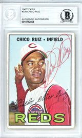 Chico Ruiz Autographed 1967 Topps Card #339 Cincinnati Reds Beckett BAS #10712054