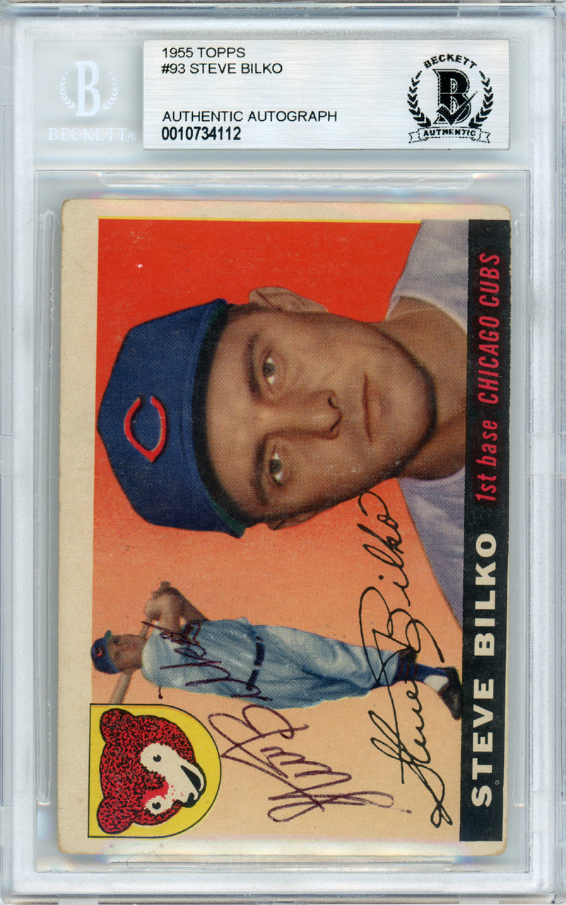 Steve Bilko Autographed 1955 Topps Card #93 Chicago Cubs Beckett BAS #10734112