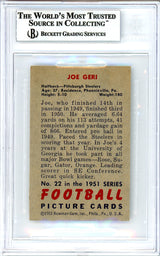 Joe Geri Autographed 1951 Bowman Card #22 Pittsburgh Steelers Beckett BAS #10736546