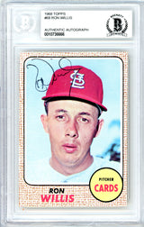 Ron Willis Autographed 1968 Topps Card #68 St. Louis Cardinals Beckett BAS #10736666