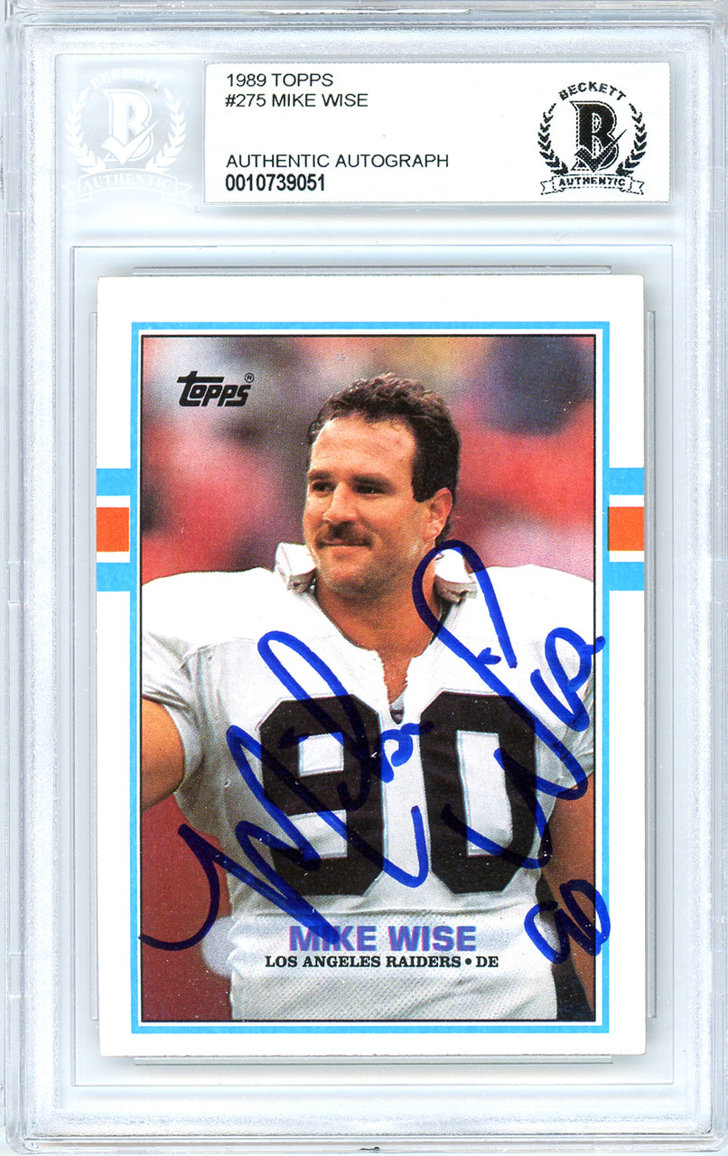 Mike Wise Autographed 1989 Topps Rookie Card #275 Los Angeles Raiders Beckett BAS #10739051