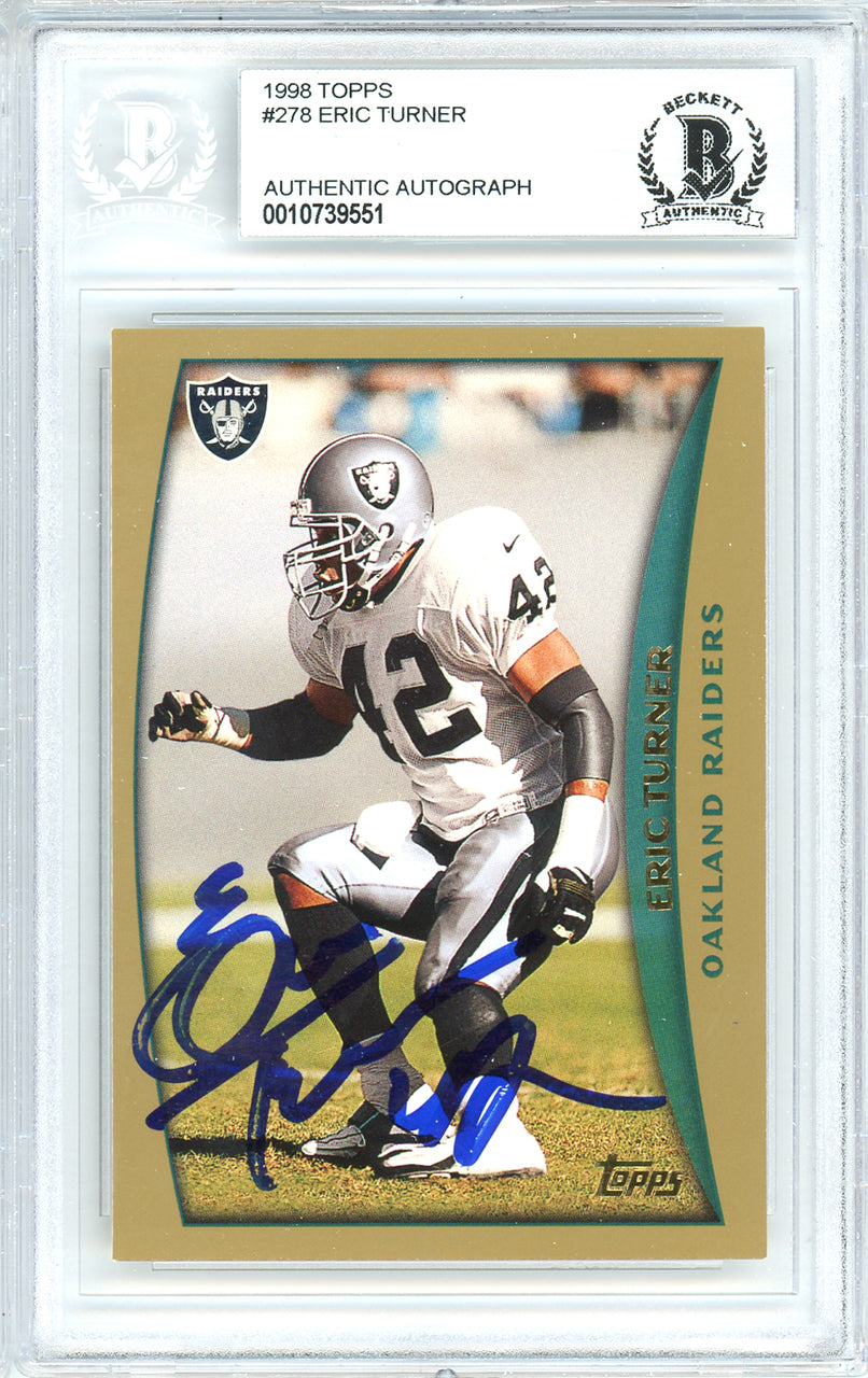 Eric Turner Autographed 1998 Topps Card #278 Los Angeles Raiders Beckett BAS #10739551