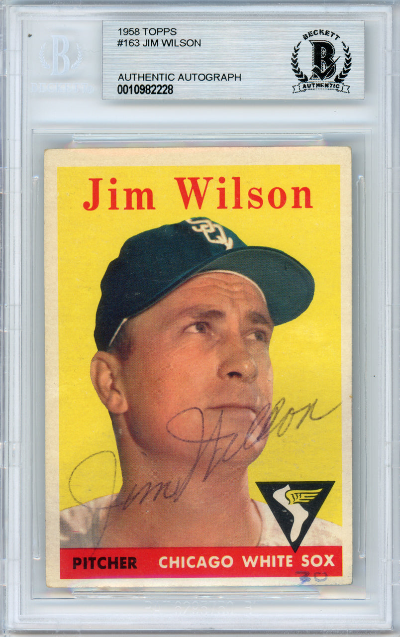 Jim Wilson Autographed 1958 Topps Card #163 Chicago White Sox Beckett BAS #10982228